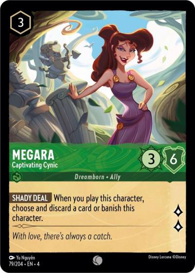 Megara Captivating Cynic 79/204 Ursula's Return Lorcana card