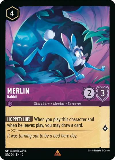 Merlin Rabbit 52/204 Rise of the Floodborn Lorcana card