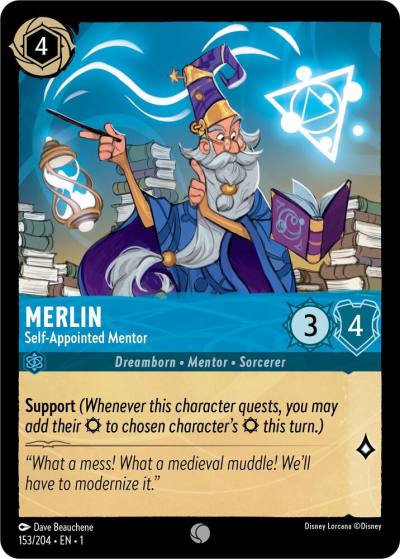 Merlin Self Appointed Mentor 153/204 The First Chapter Lorcana card