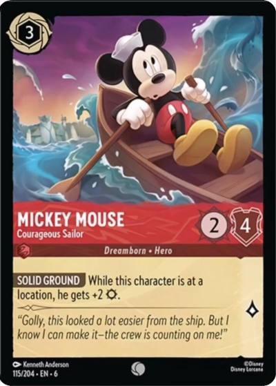 Mickey Mouse Courageous Sailor 115/204 Azurite Sea Lorcana card