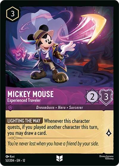 Mickey Mouse Experienced Traveler 52/204 Wilds Unknown Lorcana card