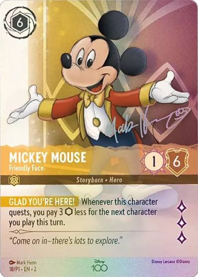 Mickey Mouse Friendly Face Alternate Art 18 Disney100 Promos Lorcana card