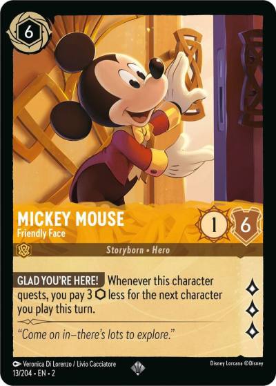 Mickey Mouse Friendly Face 13/204 Rise of the Floodborn Lorcana card