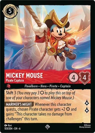 Mickey Mouse Pirate Captain 103/204 Azurite Sea Lorcana card