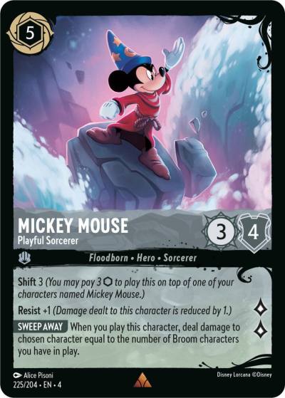 Mickey Mouse Playful Sorcerer 225/204 Illumineer's Quest: Deep Trouble Lorcana card