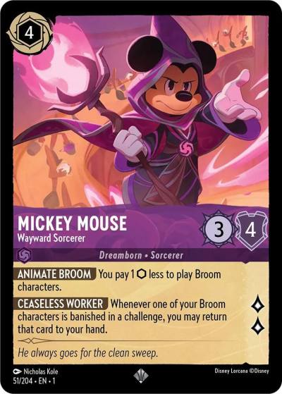 Mickey Mouse Wayward Sorcerer 51/204 The First Chapter Lorcana card