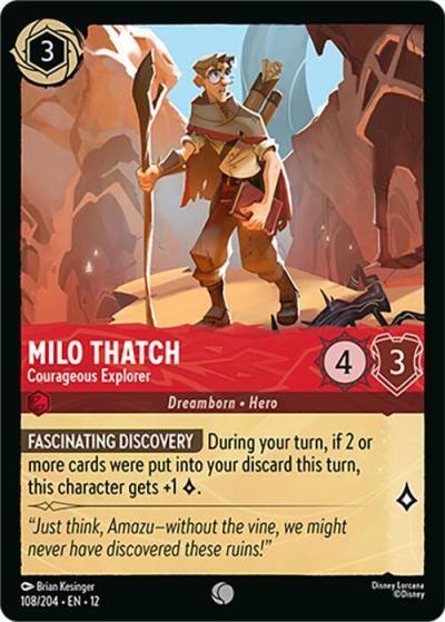 Milo Thatch Courageous Explorer 108/204 Wilds Unknown Lorcana card