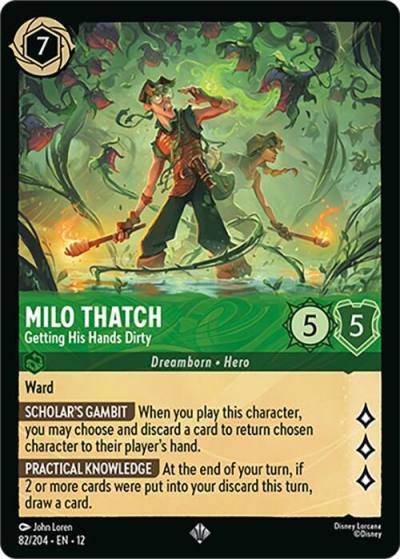 Milo Thatch Getting His Hands Dirty 82/204 Wilds Unknown Lorcana card