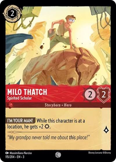 Milo Thatch Spirited Scholar 115/204 Into the Inklands Lorcana card