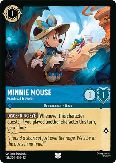 Minnie Mouse Practical Traveler 159/204 Wilds Unknown Lorcana card