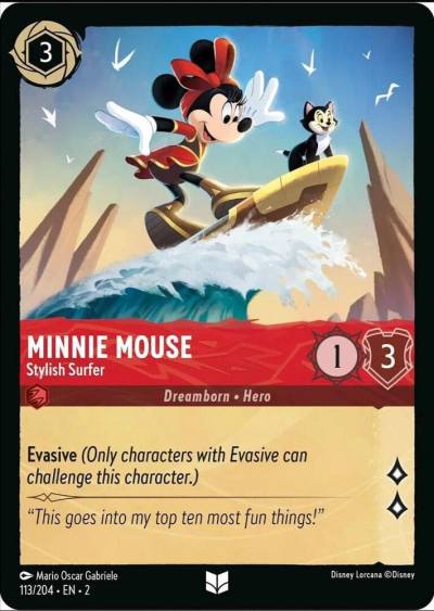 Minnie Mouse Stylish Surfer 113/204 Rise of the Floodborn Lorcana card