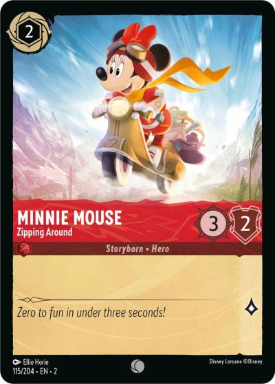 Minnie Mouse Zipping Around 115/204 Rise of the Floodborn Lorcana card