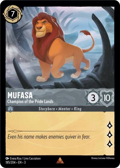 Mufasa Champion of the Pride Lands 185/204 Into the Inklands Lorcana card