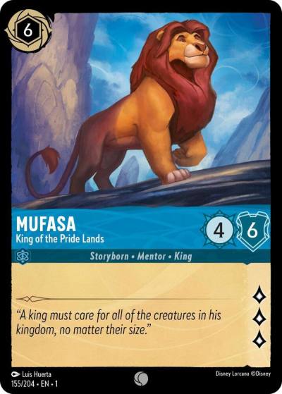 Mufasa King of the Pride Lands 155/204 The First Chapter Lorcana card
