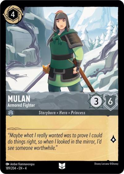 Mulan Armored Fighter 189/204 Ursula's Return Lorcana card