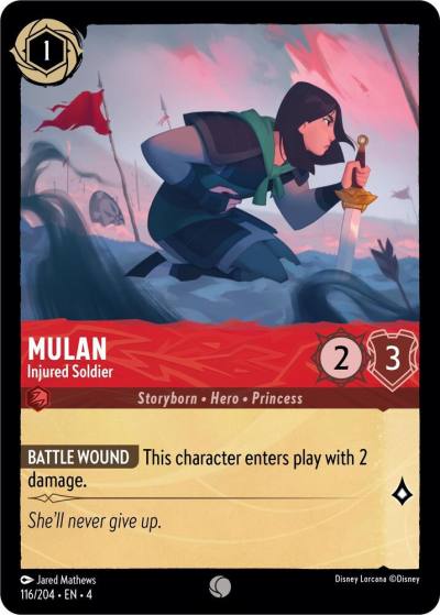 Mulan Injured Soldier 116/204 Ursula's Return Lorcana card