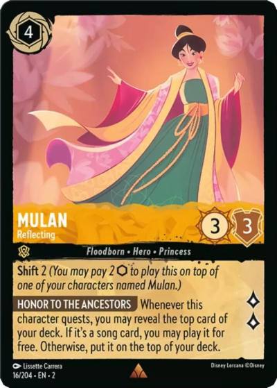 Mulan Reflecting 16/204 Rise of the Floodborn Lorcana card