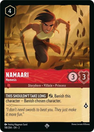 Namaari Nemesis 118/204 Rise of the Floodborn Lorcana card