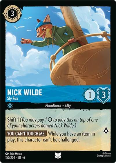 Nick Wilde Sly Fox 150/204 Azurite Sea Lorcana card