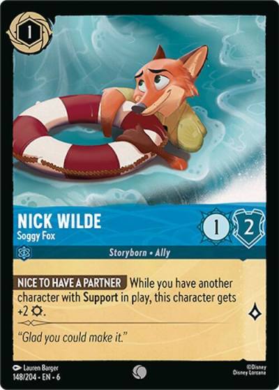 Nick Wilde Soggy Fox 148/204 Azurite Sea Lorcana card