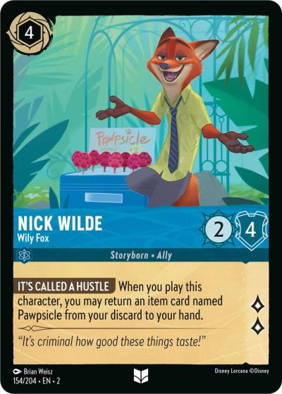 Nick Wilde Wily Fox 154/204 Rise of the Floodborn Lorcana card