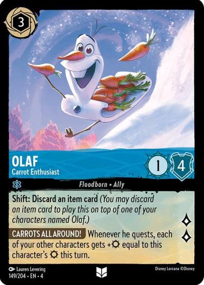 Olaf Carrot Enthusiast 149/204 Ursula's Return Lorcana card