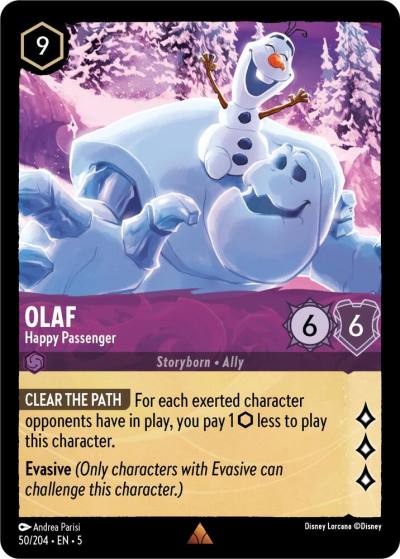 Olaf Happy Passenger 50/204 Shimmering Skies Lorcana card