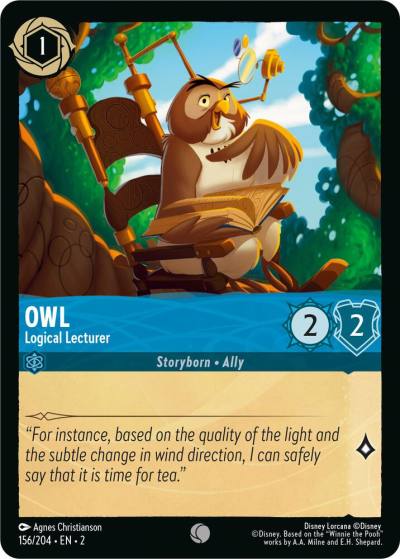 Owl Logical Lecturer 156/204 Rise of the Floodborn Lorcana card