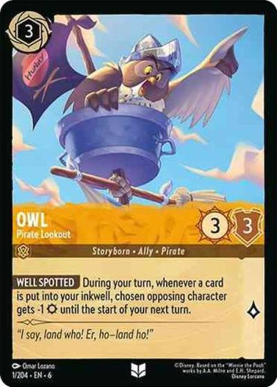 Owl Pirate Lookout 1/204 Azurite Sea Lorcana card
