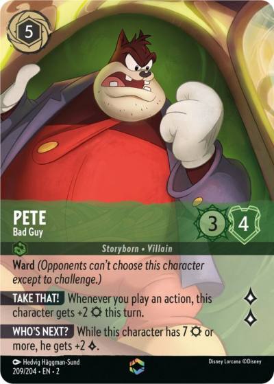 Pete Bad Guy Enchanted 209/204 Rise of the Floodborn Lorcana card