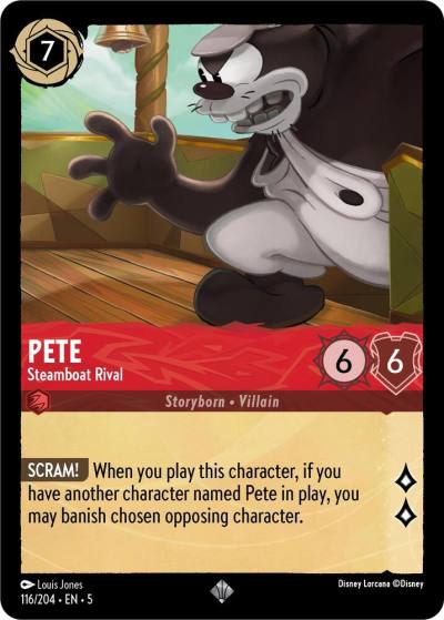 Pete Steamboat Rival 116/204 Shimmering Skies Lorcana card