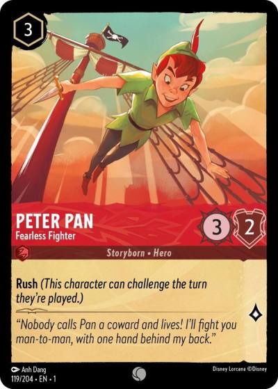 Peter Pan Fearless Fighter 119/204 The First Chapter Lorcana card