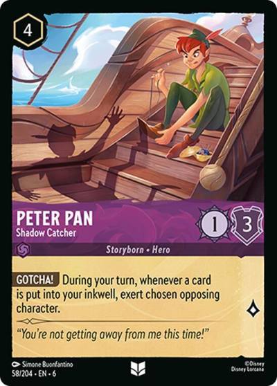 Peter Pan Shadow Catcher 58/204 Azurite Sea Lorcana card