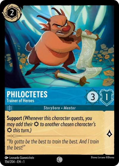 Philoctetes Trainer of Heroes 156/204 The First Chapter Lorcana card