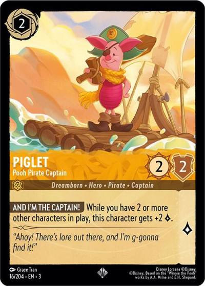 Piglet Pooh Pirate Captain 16/204 Into the Inklands Lorcana card