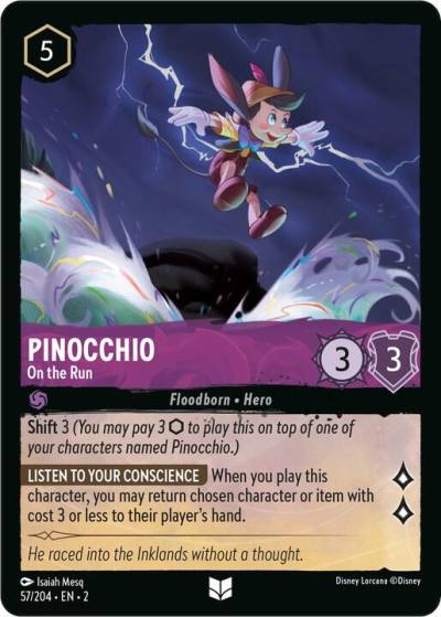 Pinocchio On the Run 57/204 Rise of the Floodborn Lorcana card