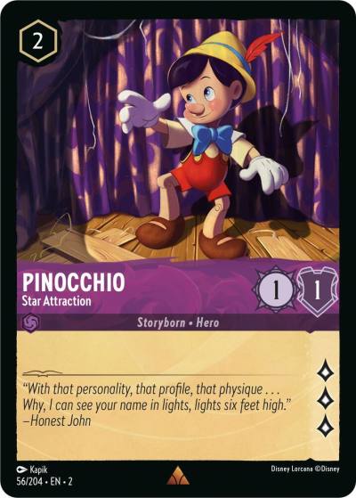 Pinocchio Star Attraction 56/204 Rise of the Floodborn Lorcana card