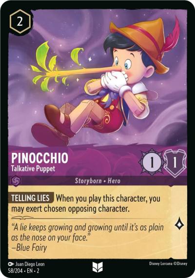 Pinocchio Talkative Puppet 58/204 Rise of the Floodborn Lorcana card