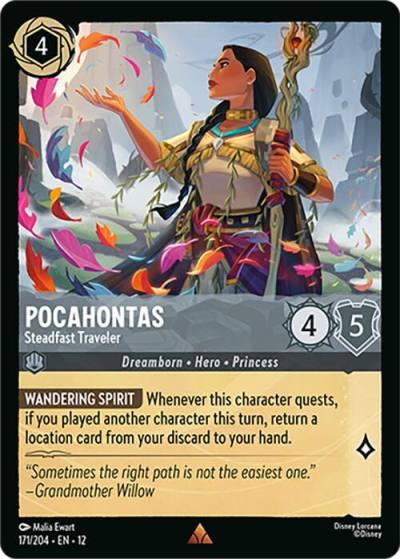 Pocahontas Steadfast Traveler 171/204 Wilds Unknown Lorcana card