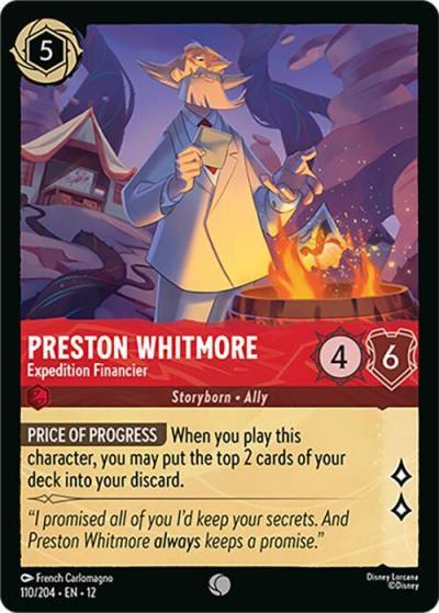 Preston Whitmore Expedition Financier 110/204 Wilds Unknown Lorcana card