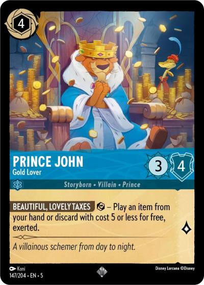 Prince John Gold Lover 147/204 Shimmering Skies Lorcana card