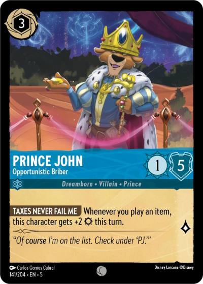 Prince John Opportunistic Briber 141/204 Shimmering Skies Lorcana card