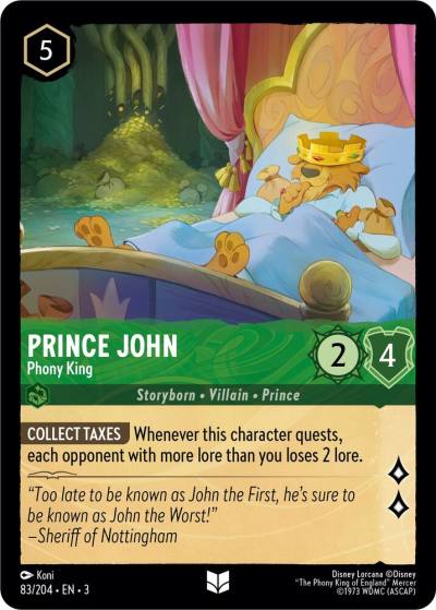 Prince John Phony King 83/204 Into the Inklands Lorcana card