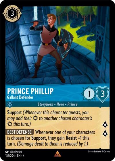 Prince Phillip Gallant Defender 152/204 Ursula's Return Lorcana card