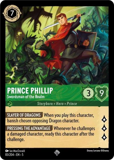 Prince Phillip Swordsman of the Realm 83/204 Shimmering Skies Lorcana card