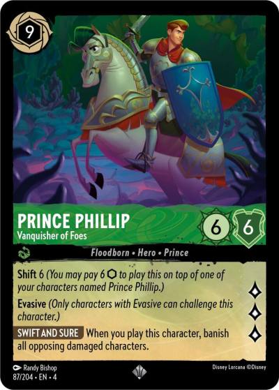 Prince Phillip Vanquisher of Foes 87/204 Ursula's Return Lorcana card
