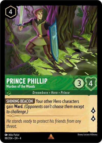 Prince Phillip Warden of the Woods 88/204 Ursula's Return Lorcana card