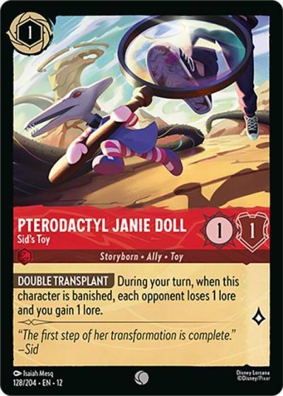 Pterodactyl Janie Doll Sid's Toy 128/204 Wilds Unknown Lorcana card