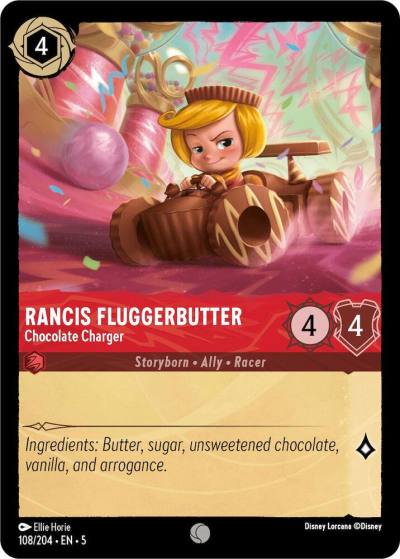 Rancis Fluggerbutter Chocolate Charger 108/204 Shimmering Skies Lorcana card