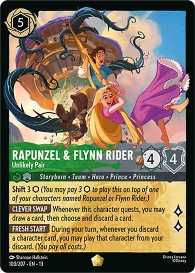 Rapunzel & Flynn Rider Unlikely Pair 100/204 Attack of the Vine! Lorcana card